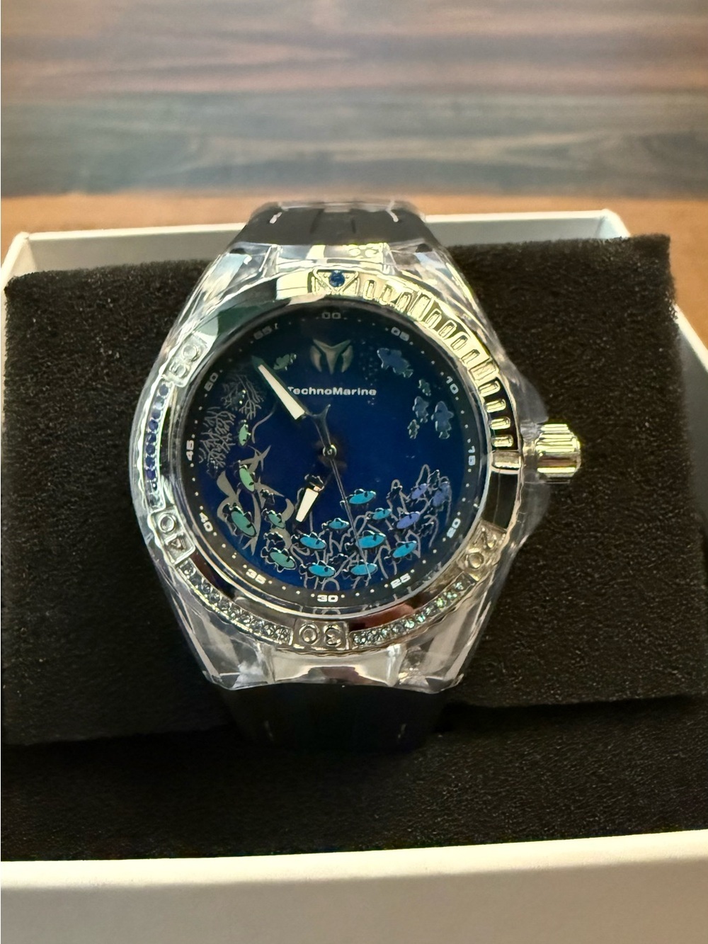 TechnoMarine Cruise Dream Unisex Watch Blue Dial Black Rubber, 100m (TM-12508)